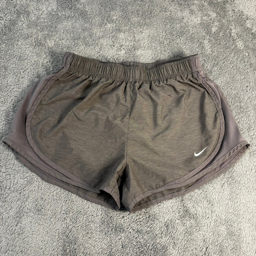 Nike Dri-FIT Tempo Running Shorts Heathered Gray Mesh Panels Womens Medium